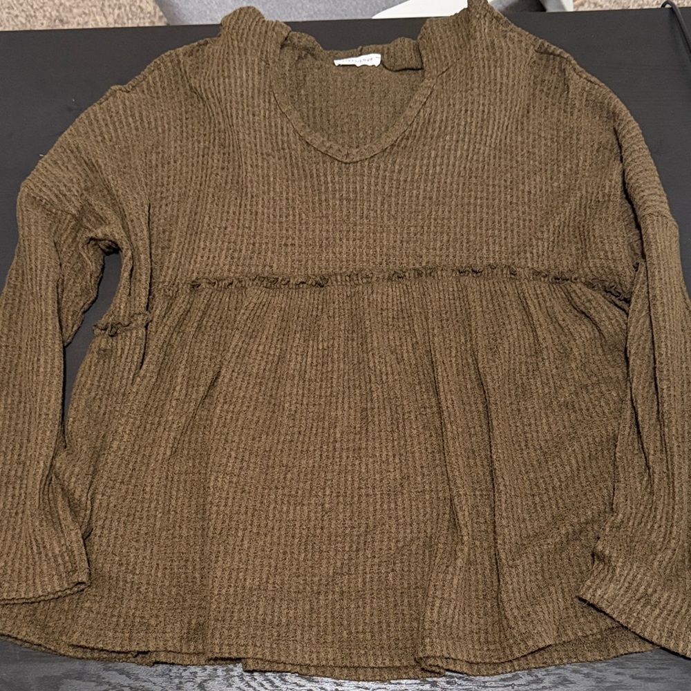 Women's olive green Ribbed Top